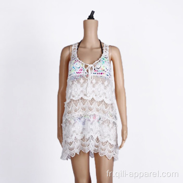 Coton Crochet Beach Cover Up White Wear Maillots de bain